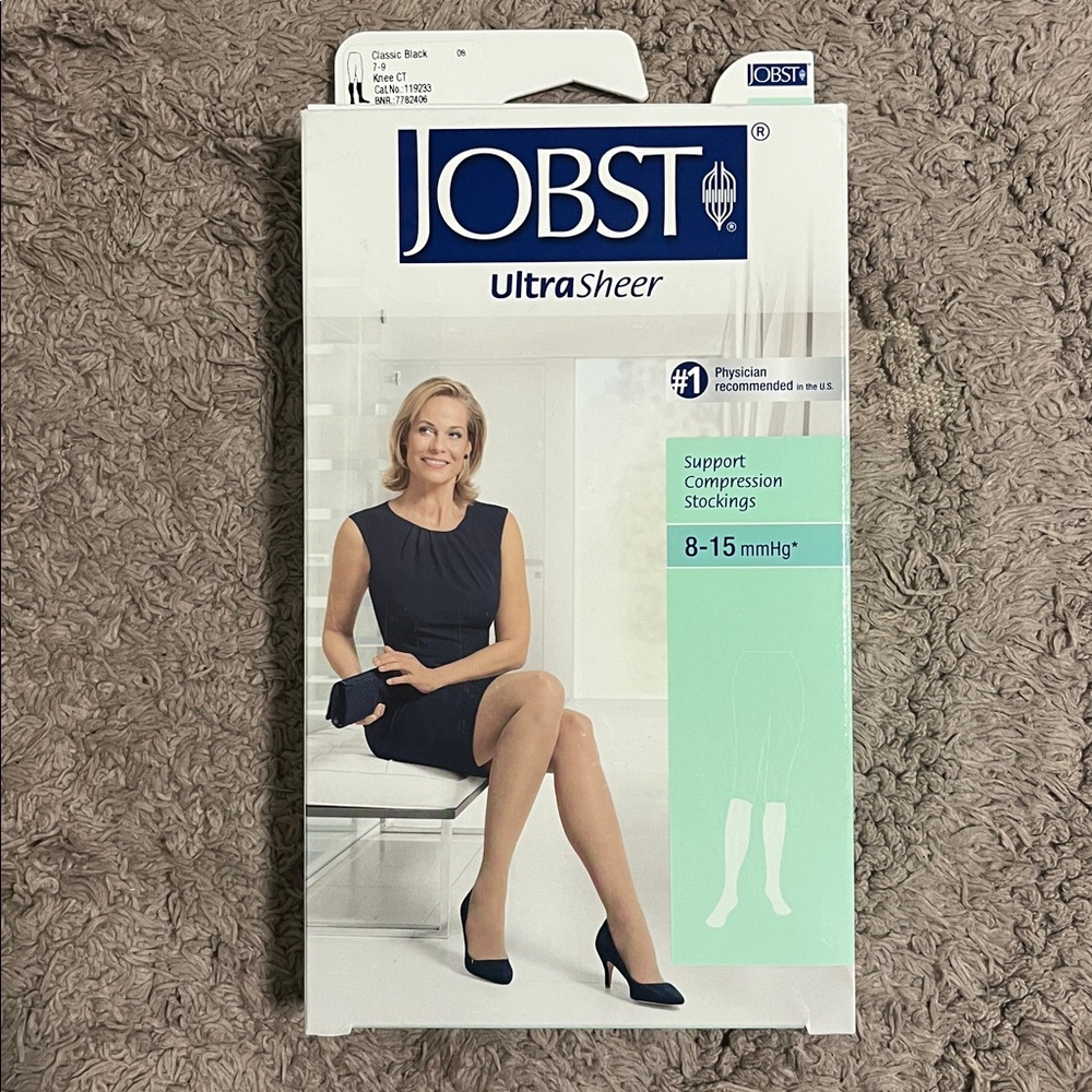 JOBST UltraSheer Compression Black Stockings- 8-15 mmHg - size Small (7-9)